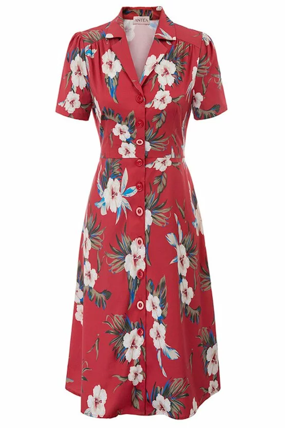 Rochie retro Tina floral-rosu 5813