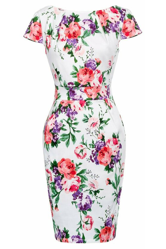 Rochie Roma alb floral 3461