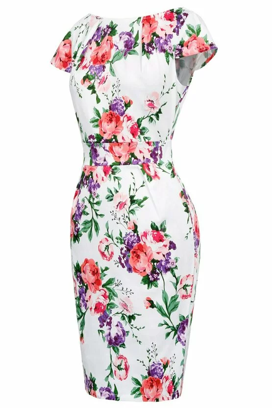 Rochie Roma alb floral 3473