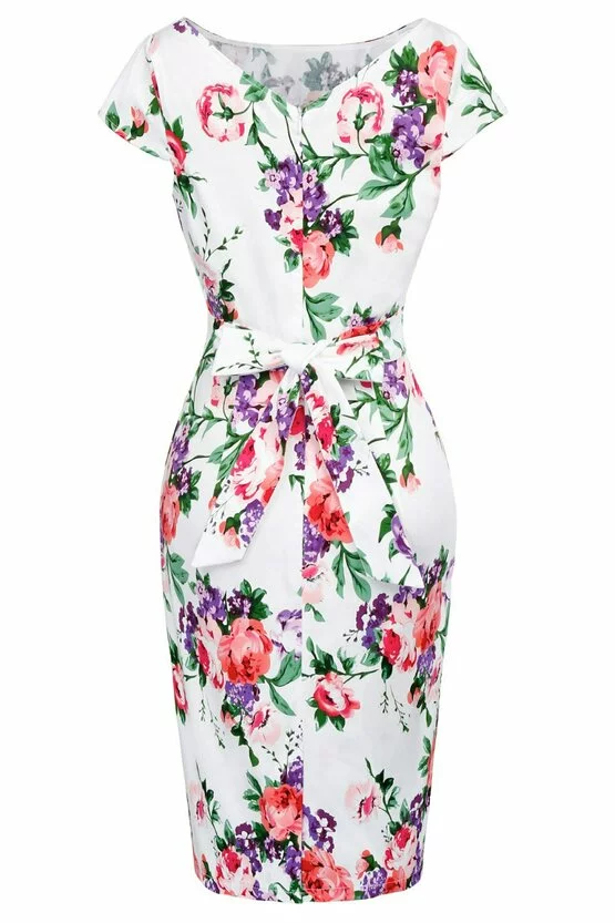 Rochie Roma alb floral 3482