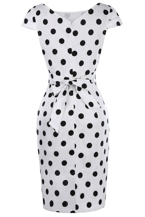 Rochie Roma alba cu buline negre 3317
