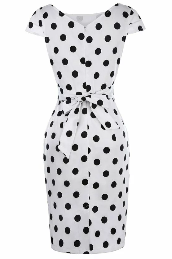 Rochie Roma alba cu buline negre 3317