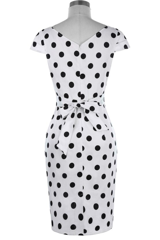 Rochie Roma alba cu buline negre 3320
