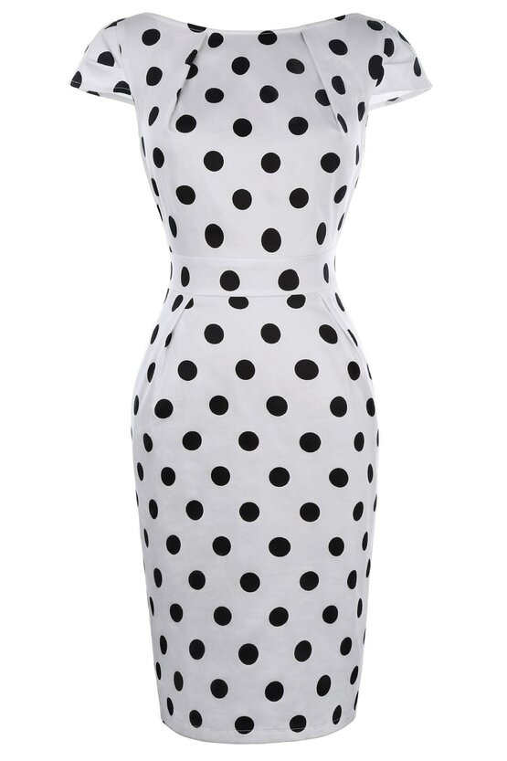 Rochie Roma alba cu buline negre 3326