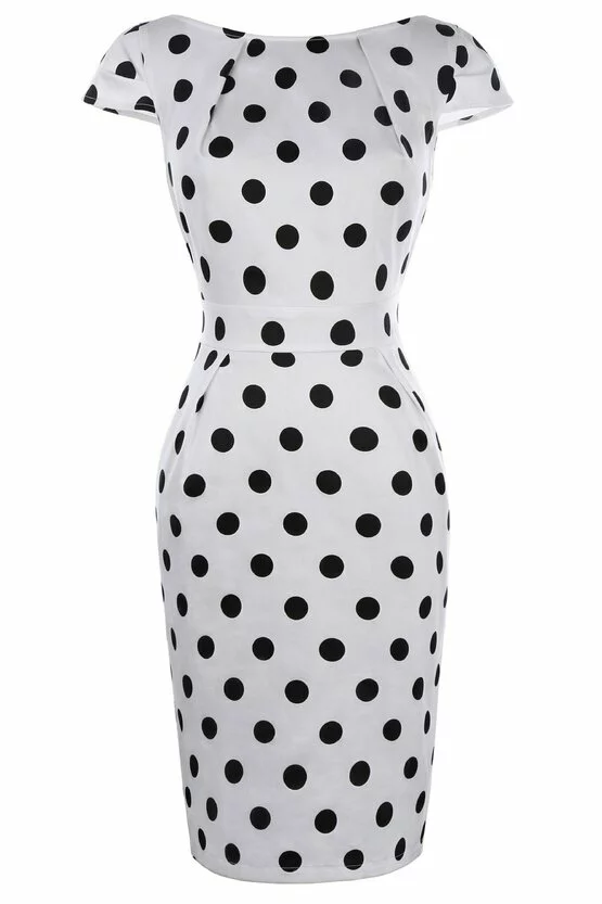 Rochie Roma alba cu buline negre 3326