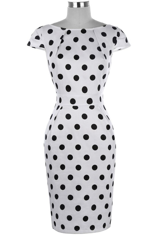Rochie Roma alba cu buline negre 3341