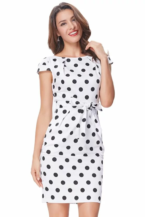 Rochie Roma alba cu buline negre 3344