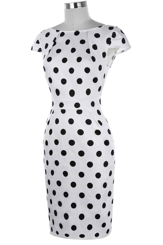 Rochie Roma alba cu buline negre 3362