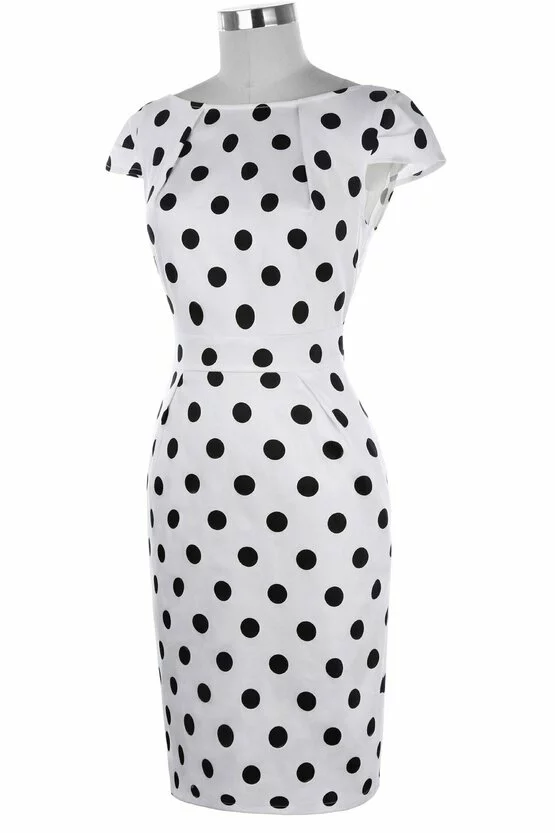 Rochie Roma alba cu buline negre 3362