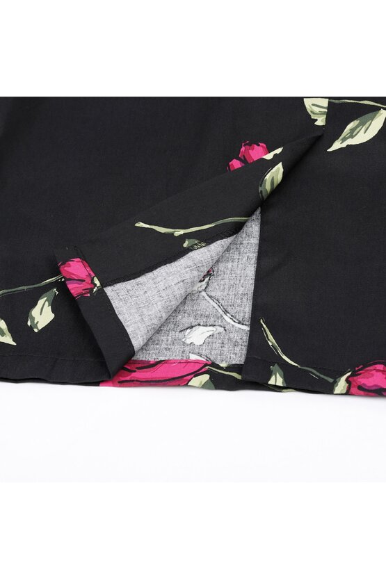 Rochie Roma negru floral 3413