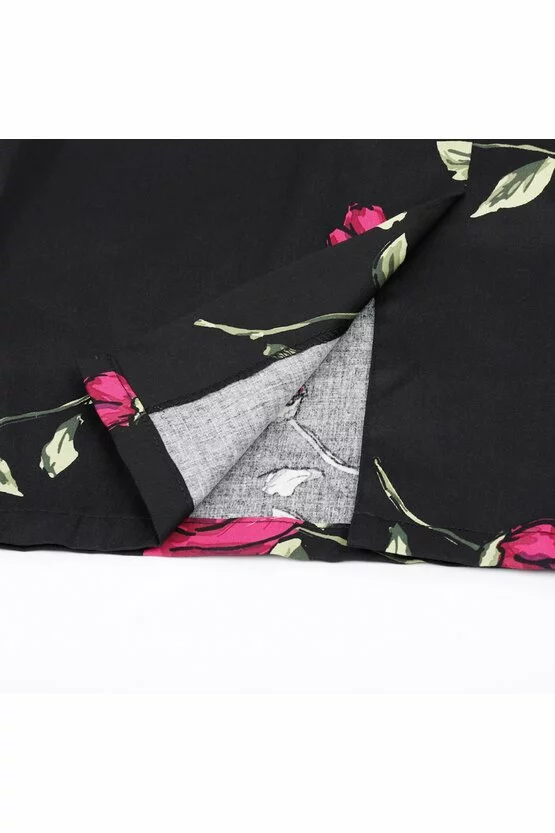 Rochie Roma negru floral 3413