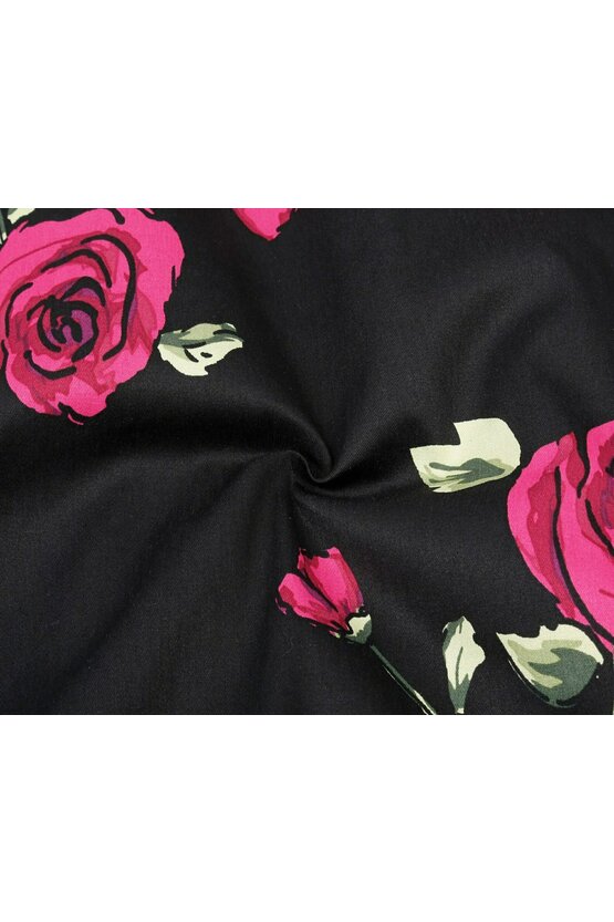 Rochie Roma negru floral 3428