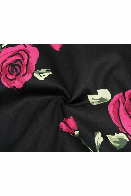 Rochie Roma negru floral 3428
