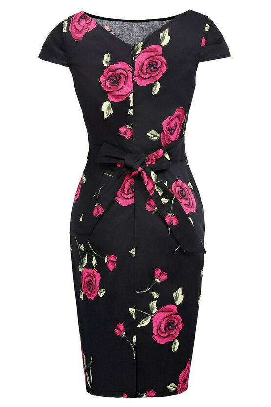 Rochie Roma negru floral 3431