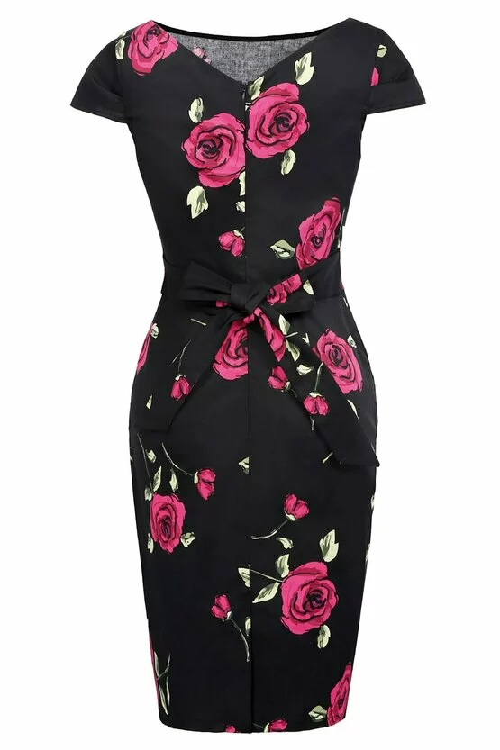 Rochie Roma negru floral 3431