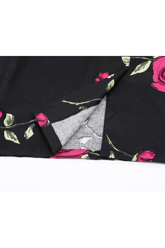 Rochie Roma negru floral 3452