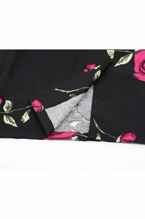 Rochie Roma negru floral 3452