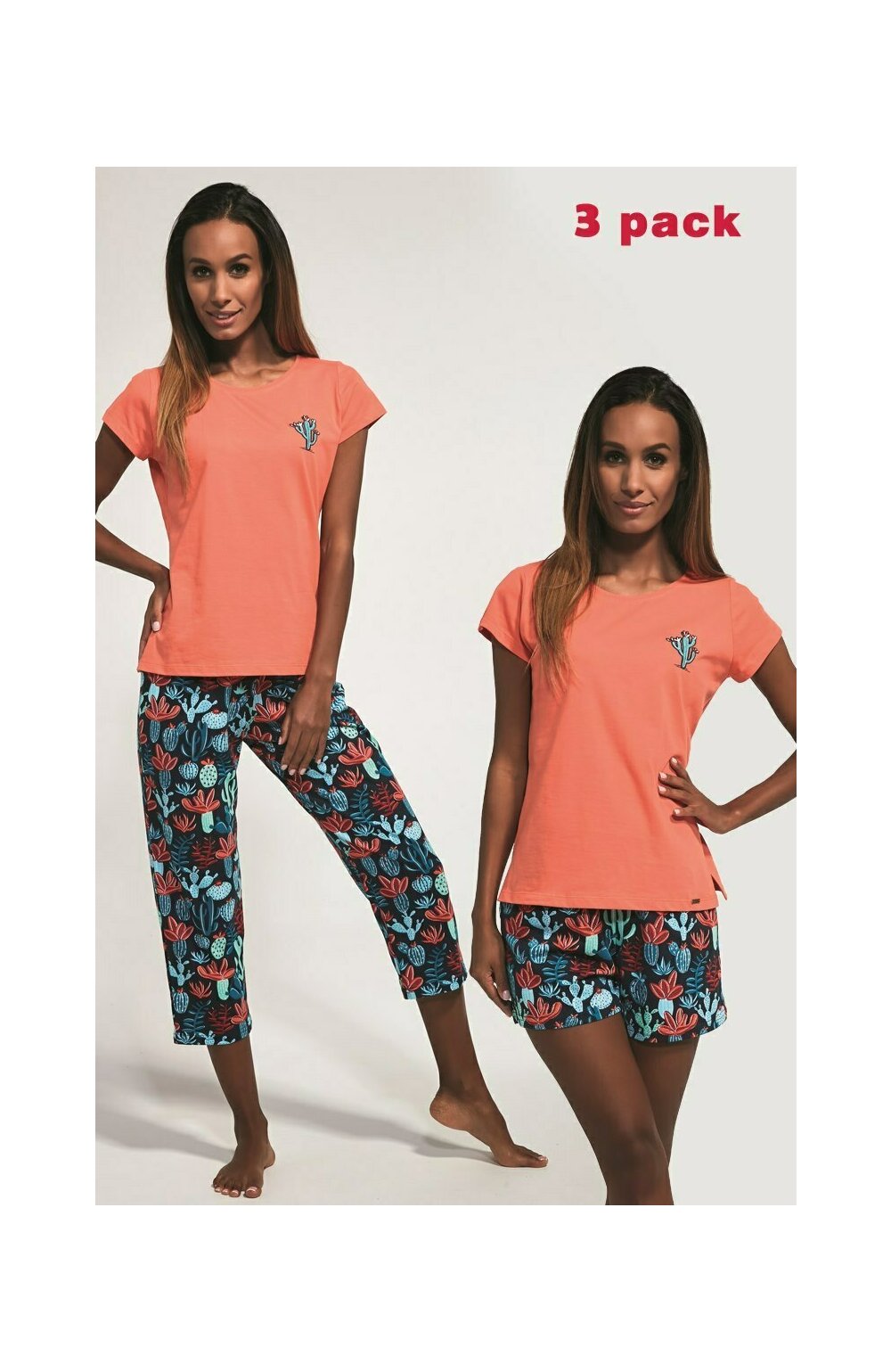 Pijama dama, 3 piese, 100% bumbac, Cornette W665-173