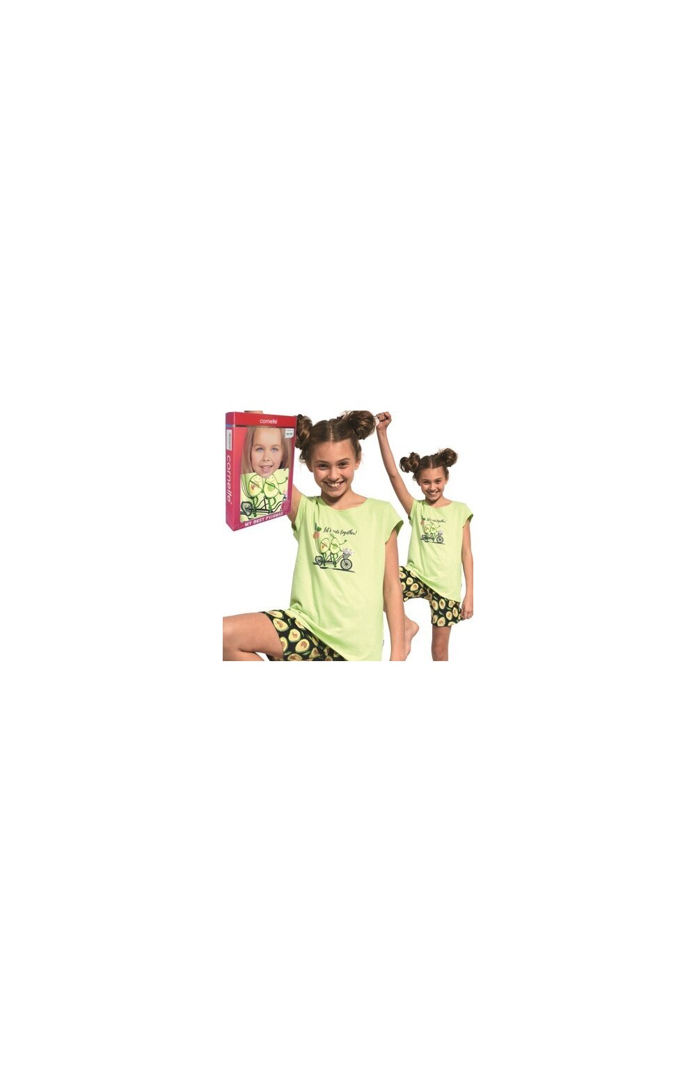 Pijama fete 1-8 ani, colectia mama-fiica, cornette g787-077 avocado