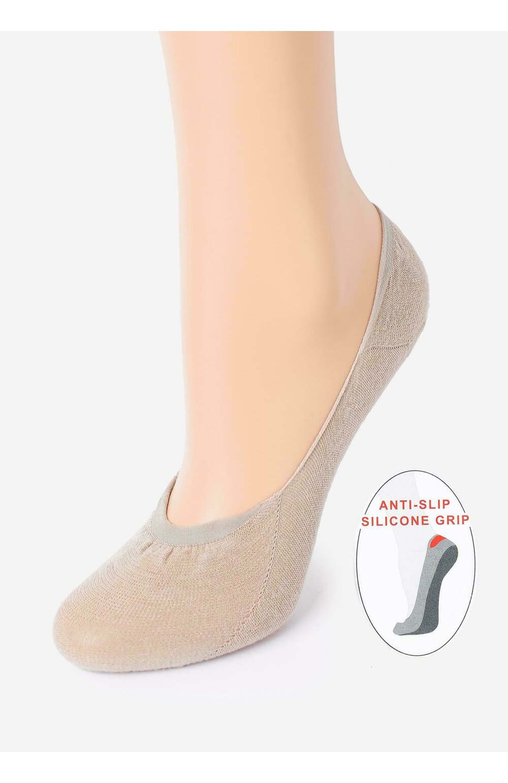 Talpici dama, bumbac - Marilyn Cotton Anti Slip - alb, negru, nude