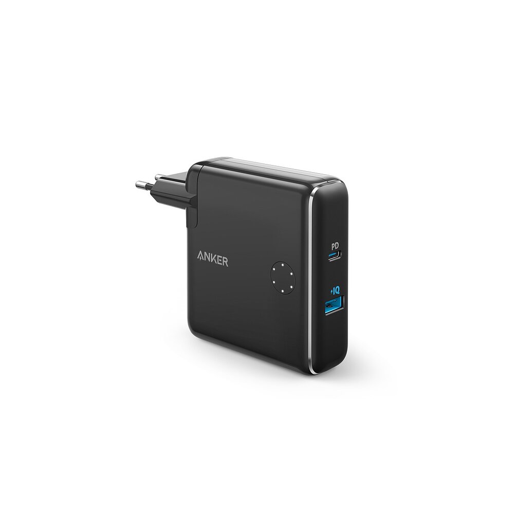 Anker PowerCore Fusion 5000 - Incarcator de retea si baterie externa 2-in-1, 42W, USB, USB-C, Power Delivery, 5000mAh, Negru