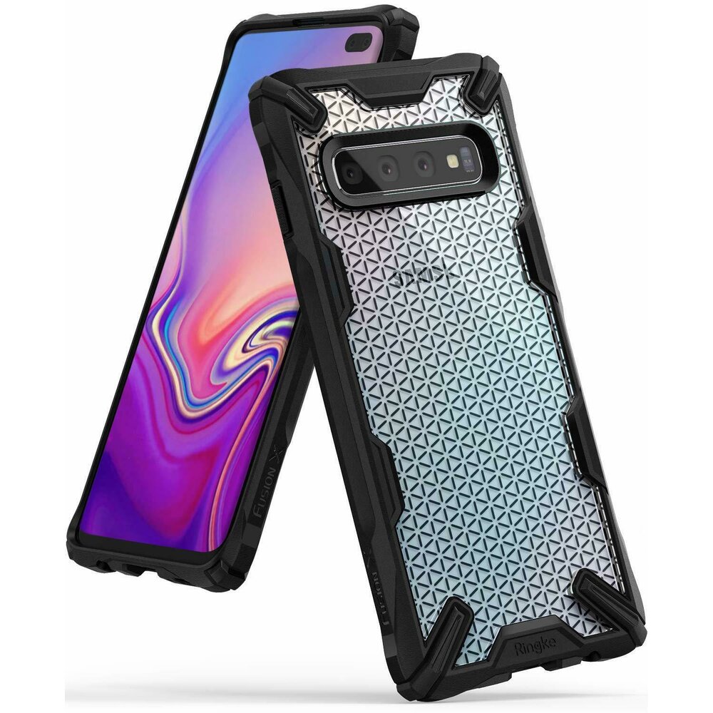 Husa Samsung Galaxy S10 Plus Ringke FUSION X Design Hexagon Black