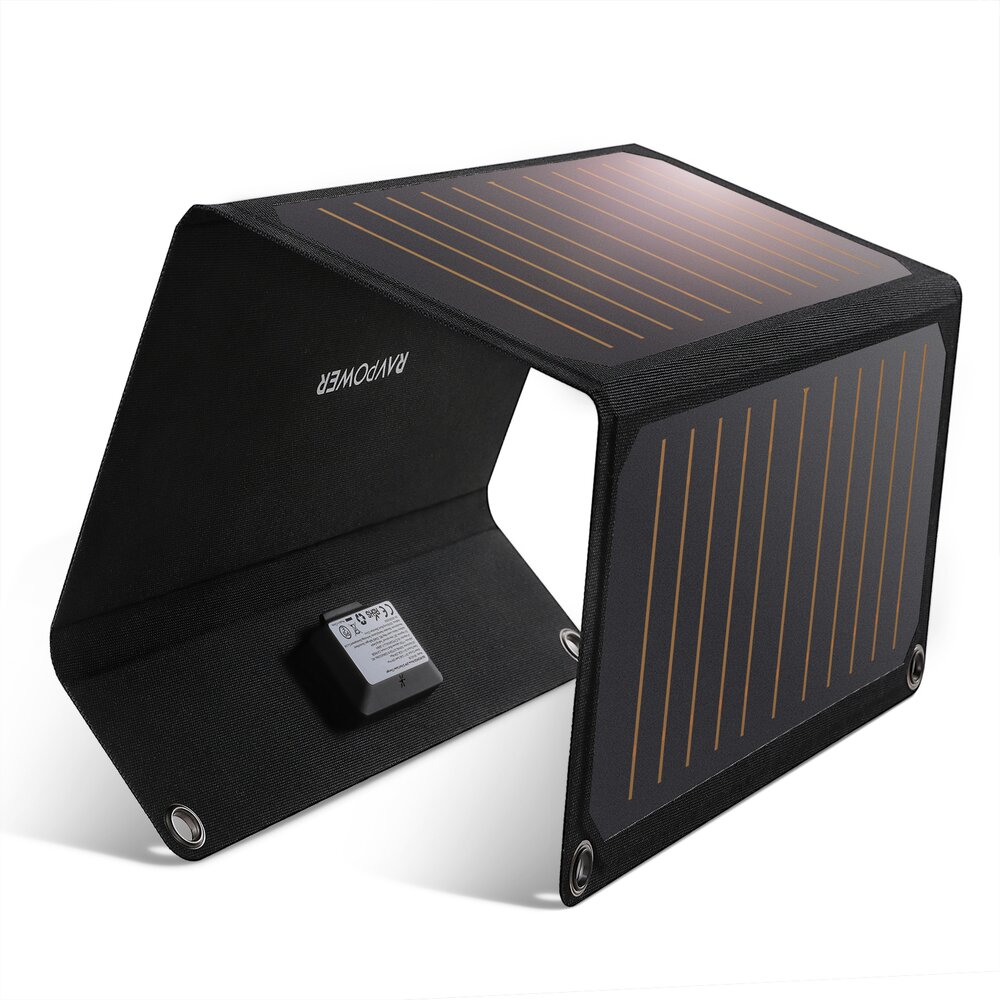 Incarcator solar pliabil RAVPower Prime 21W, 2 porturi, Negru