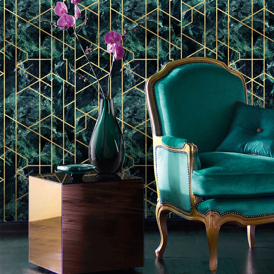 Gramercy Emerald Tapet, Netesut, Multicolor iedera.ro