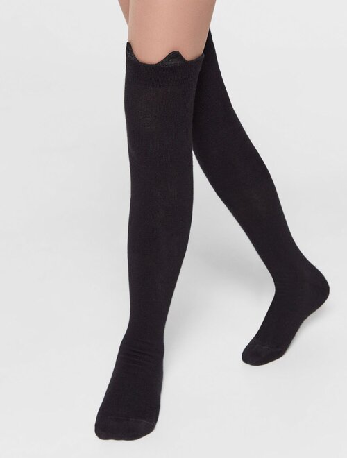 Sosete jambiere bumbac negre Conte Elegant Overknees