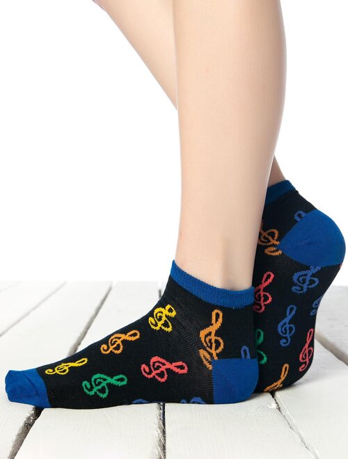 Sosete scurte cu note muzicale colorate brogetti brg766