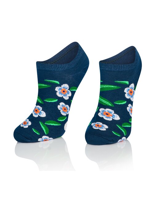 Sosete scurte jeans cu flori albastre intenso 013 wz29