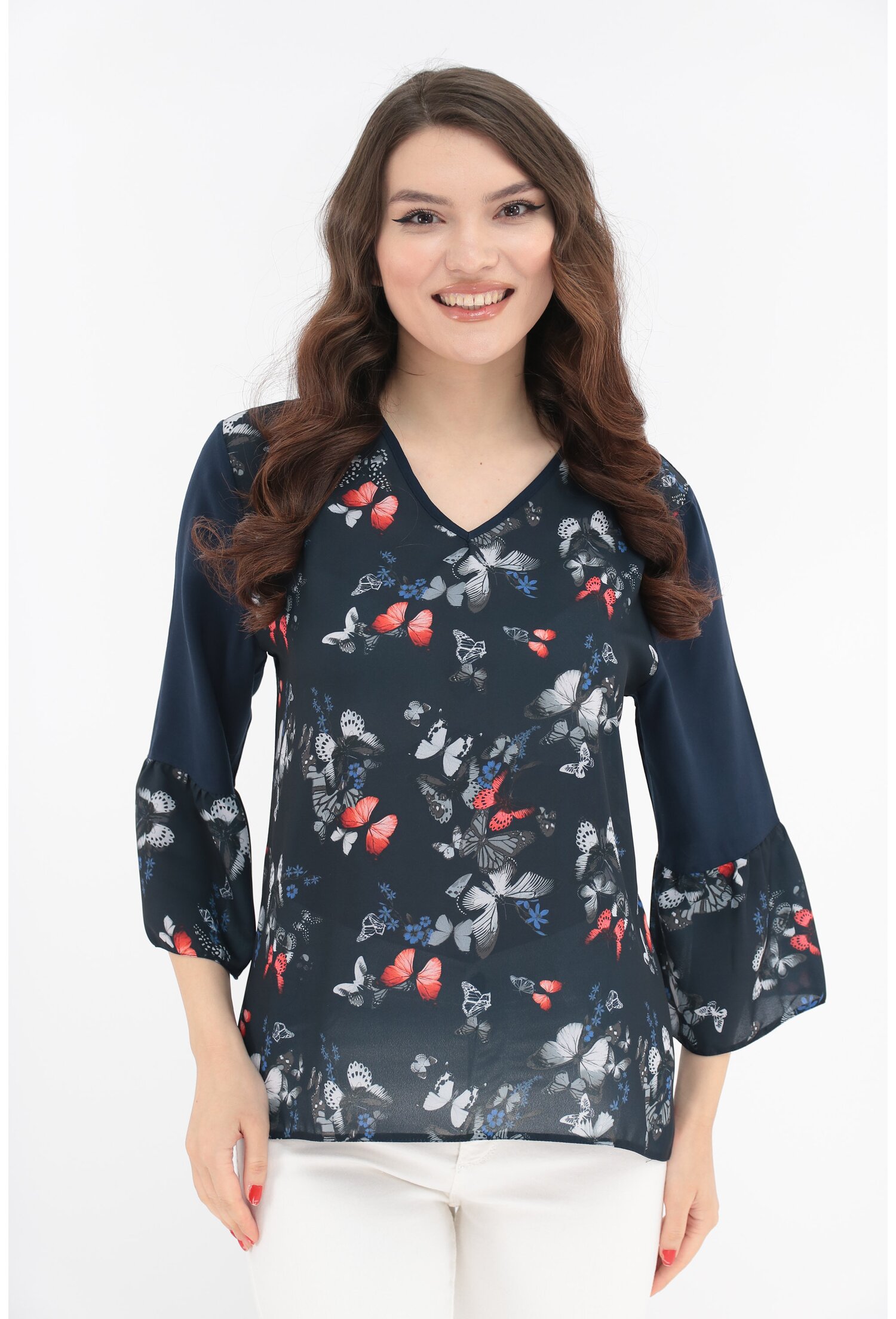 Bluza bleumarin cu fluturasi