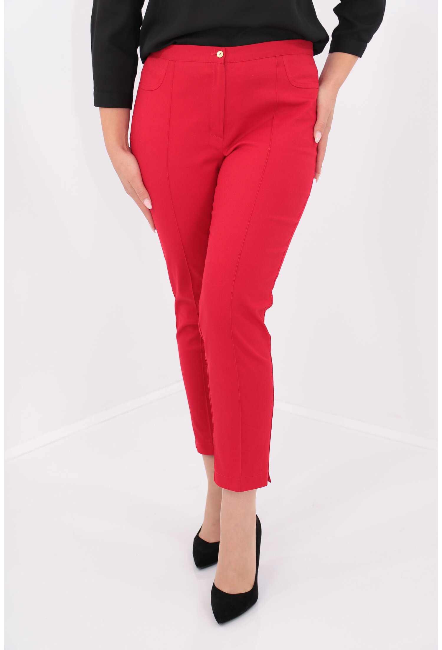 Pantaloni office rosii 7/8