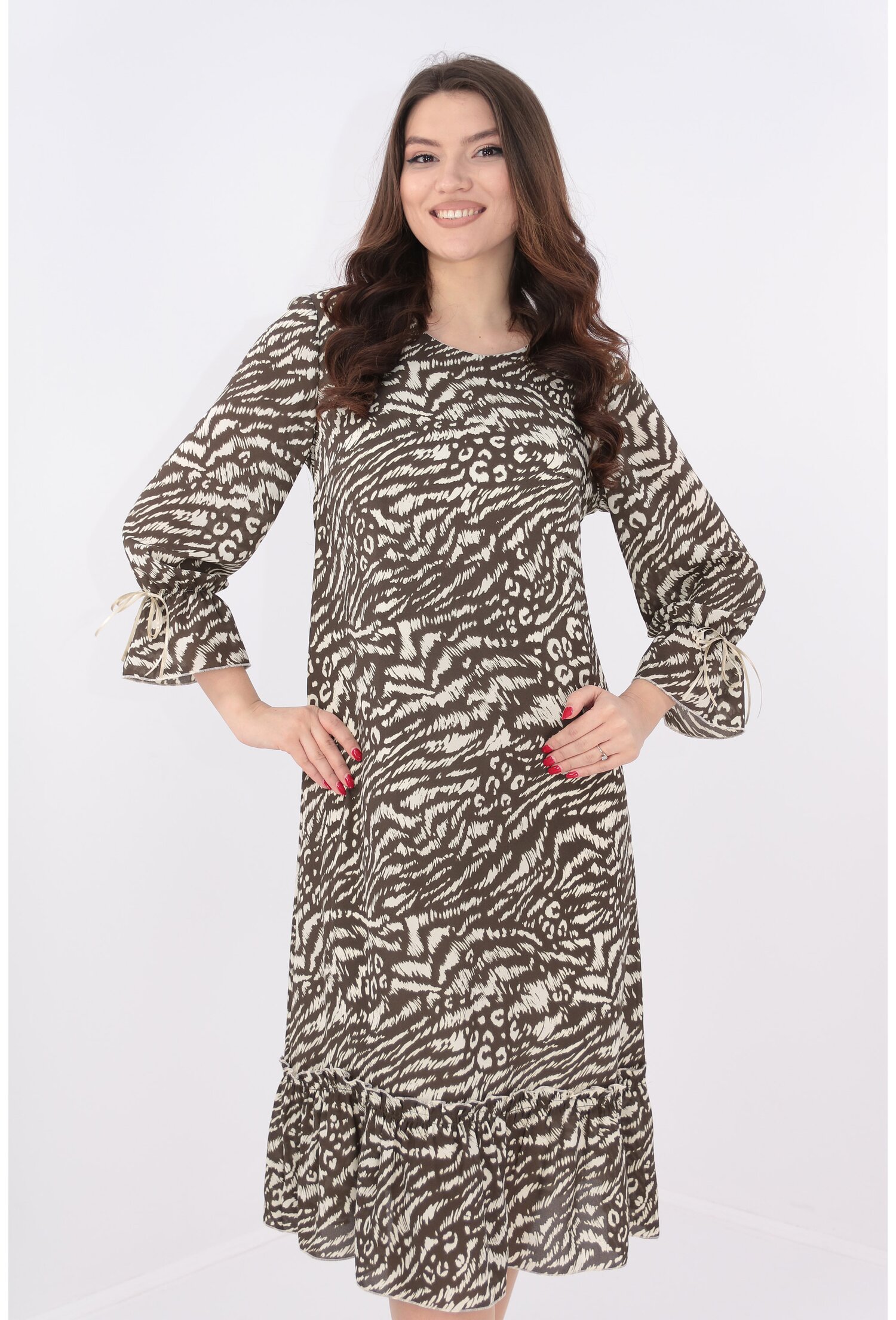 Rochie cu animal print olive