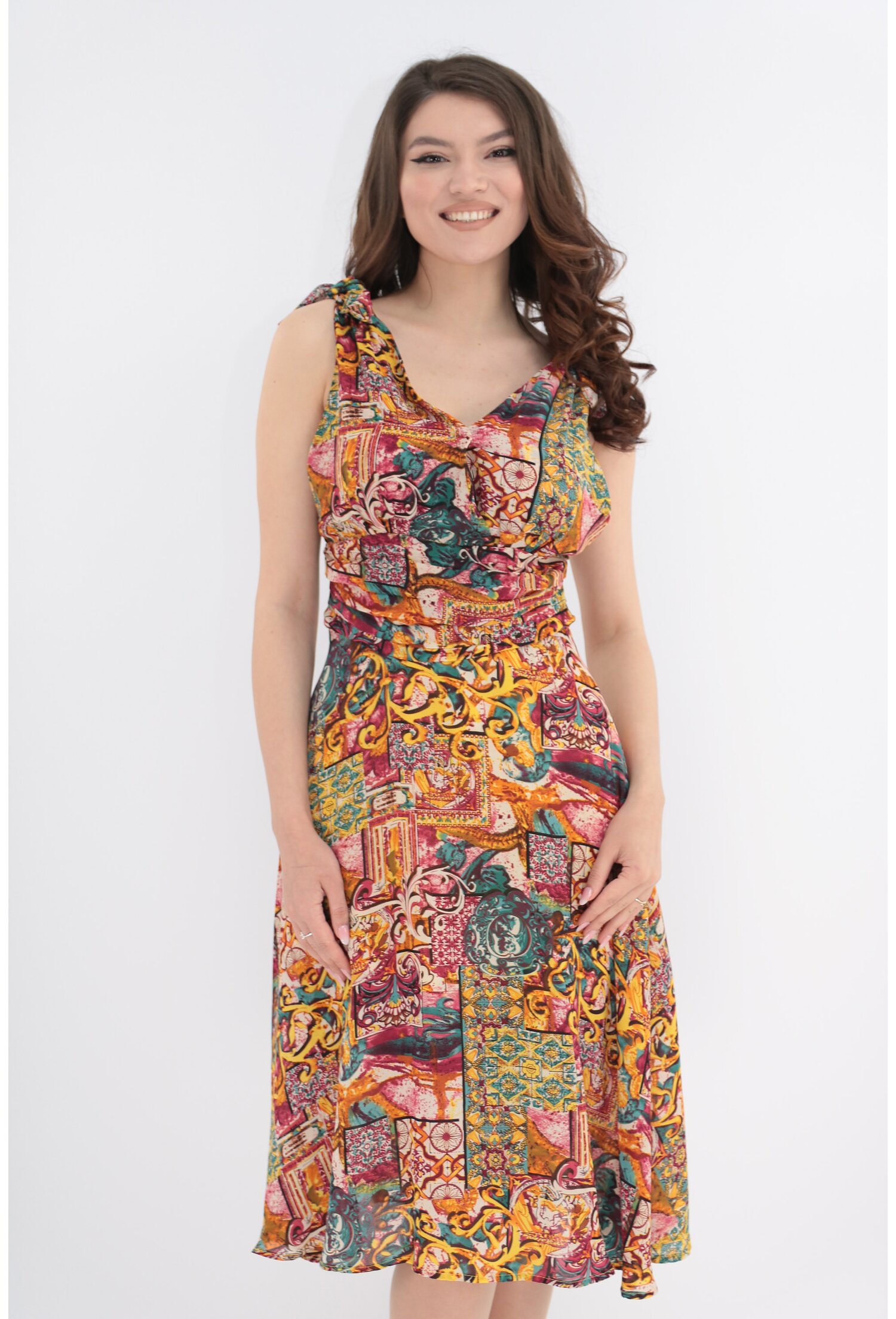 Rochie lejera cu print abstract multicolor