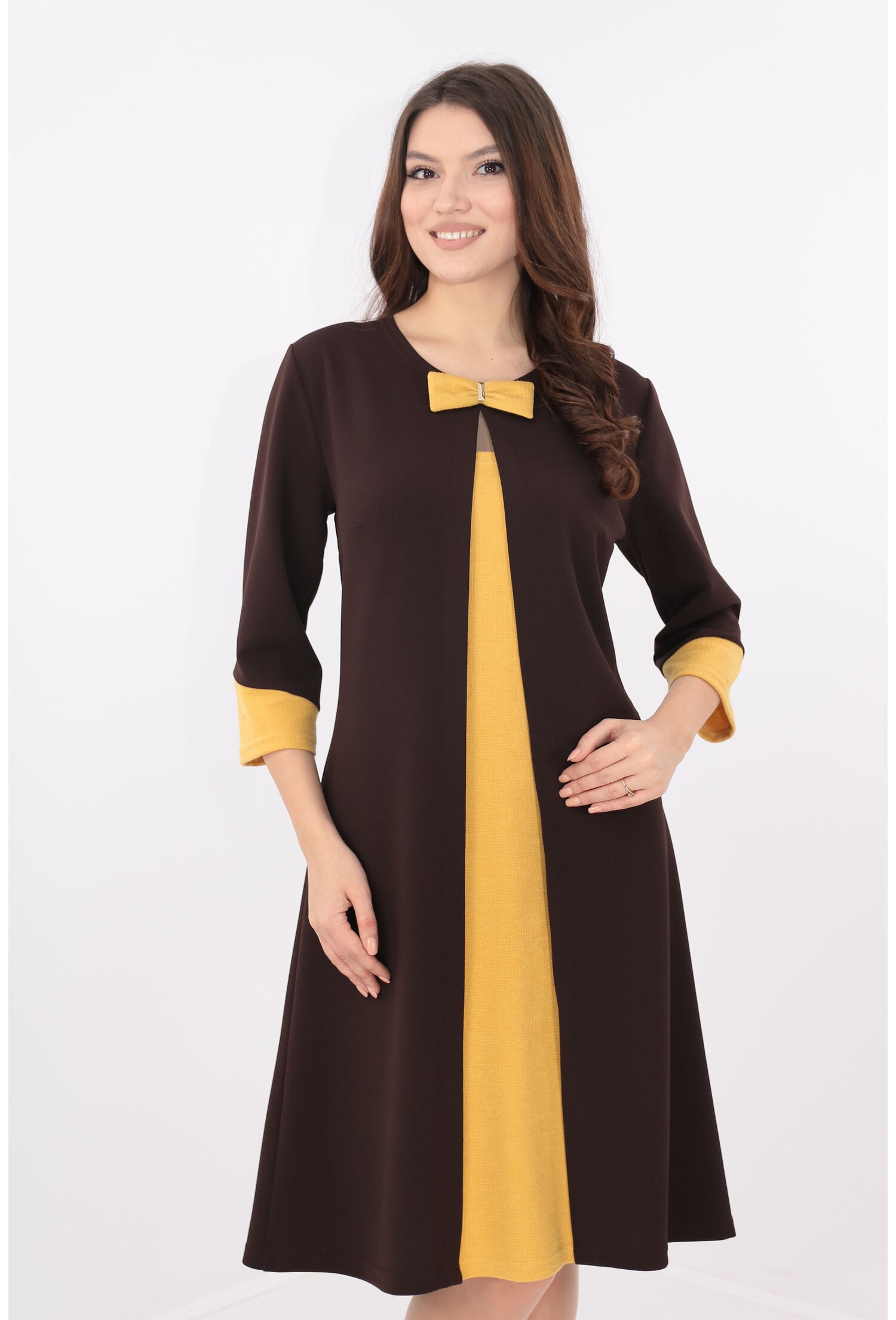 Rochie maro cu aspect suprapus